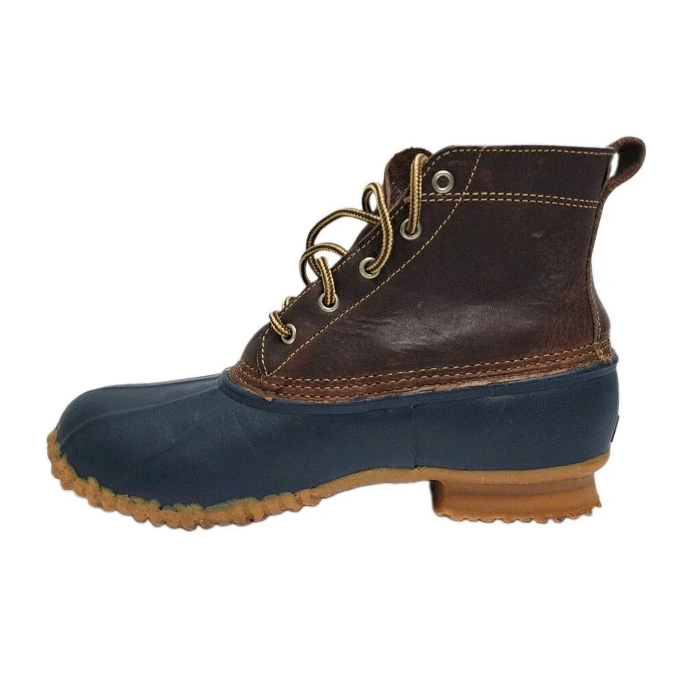 Eddie Bauer Men's Size 9 Rubber BOOTS Leather Duck Hunting Rain Shoes Waterproof